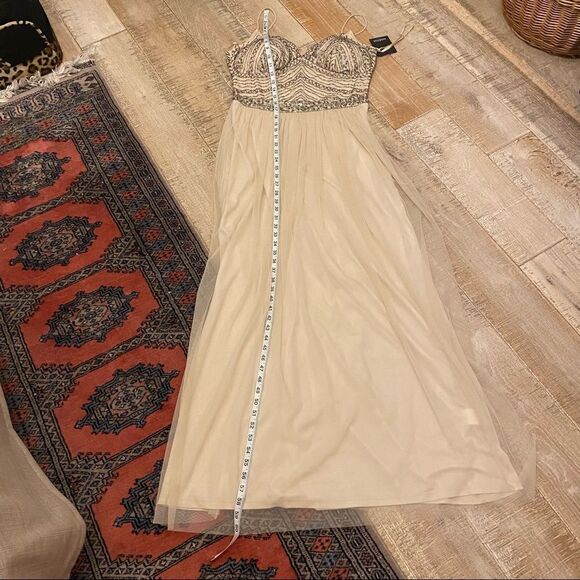 NEW MARINA champagne embellished beaded maxi ballroom prom wedding gown 12 - Picture 10 of 11